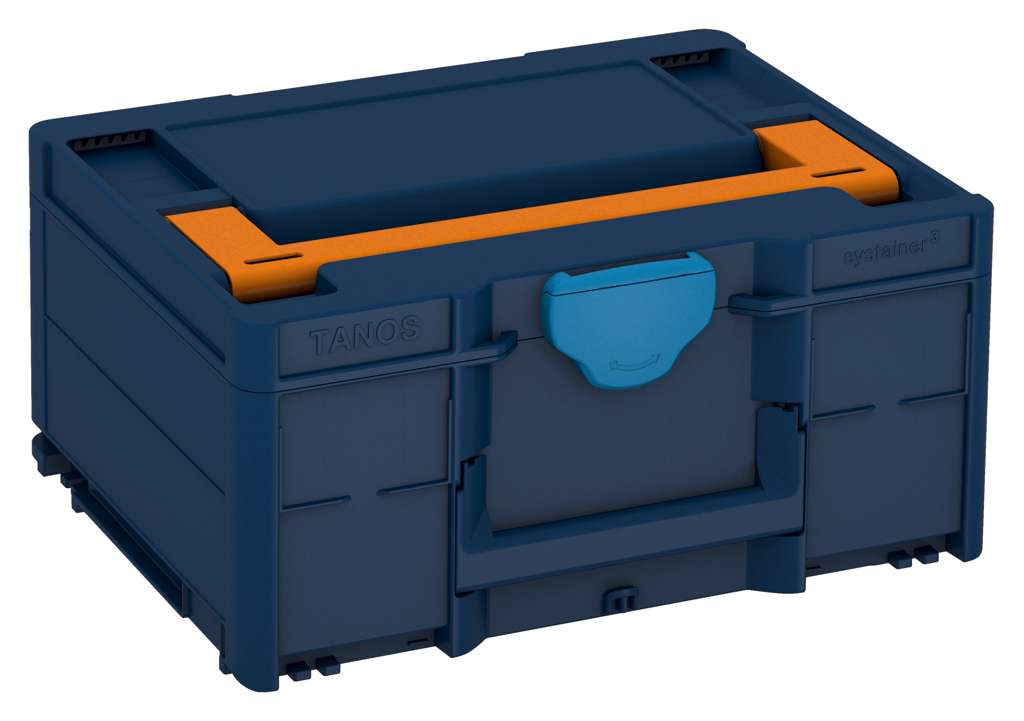 Systainer³ M 187, Sapphire Blue with Deep Orange lid handle and Sky Blue catches