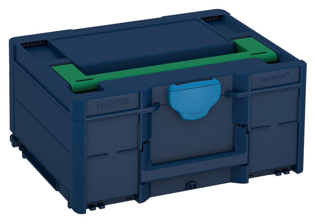Systainer³ M 187, Sapphire Blue with Signal Green lid handle and Sky Blue catches