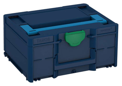 Systainer³ M 187, Sapphire Blue with Sky Blue lid handle and Signal Green catches