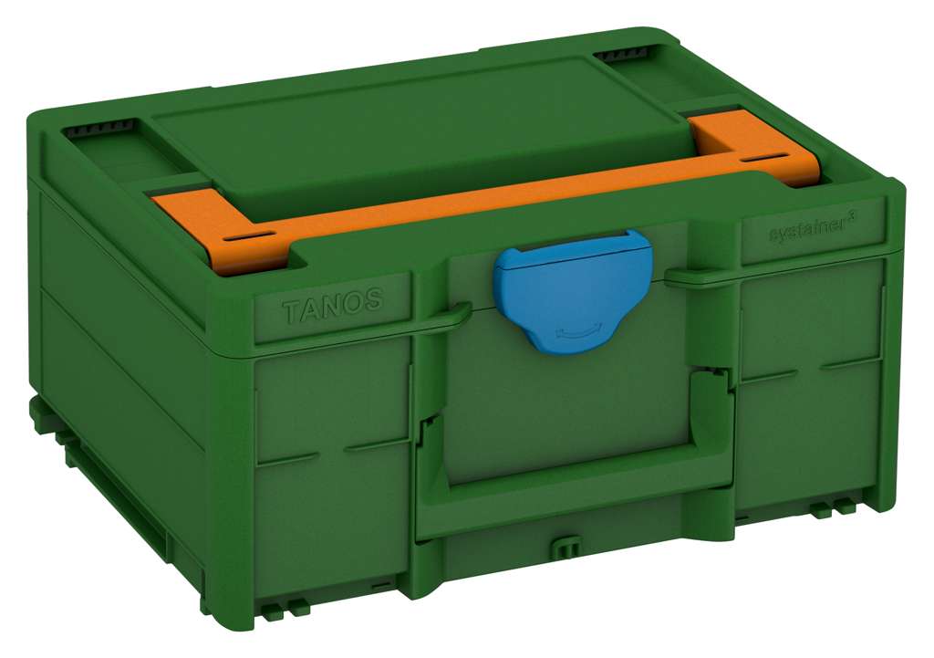 Systainer³ M 187, Emerald Green with Deep Orange lid handle and Sky Blue catches