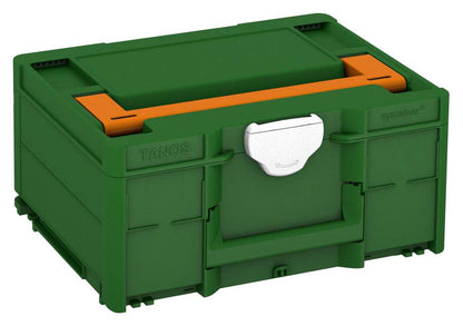 Systainer³ M 187, Emerald Green with Deep Orange lid handle and White catches