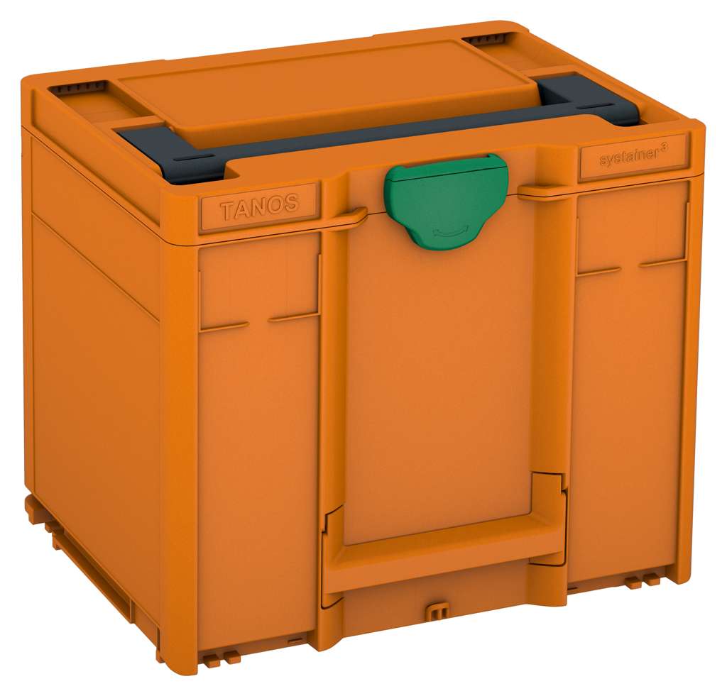 Systainer³ M 337, Deep Orange with Anthracite lid handle and Signal Green catches