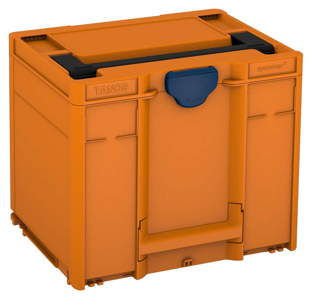 Systainer³ M 337, Deep Orange with Black lid handle and Sapphire Blue catches