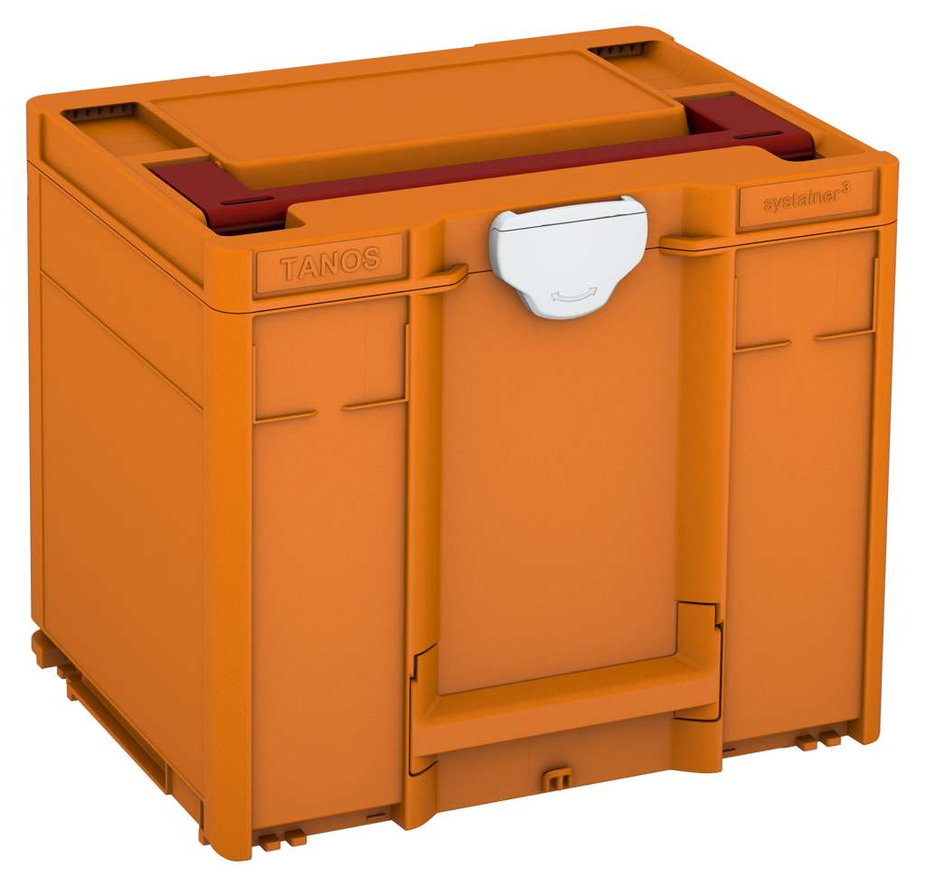 Systainer³ M 337, Deep Orange with Carmine Red lid handle and Light Grey catches