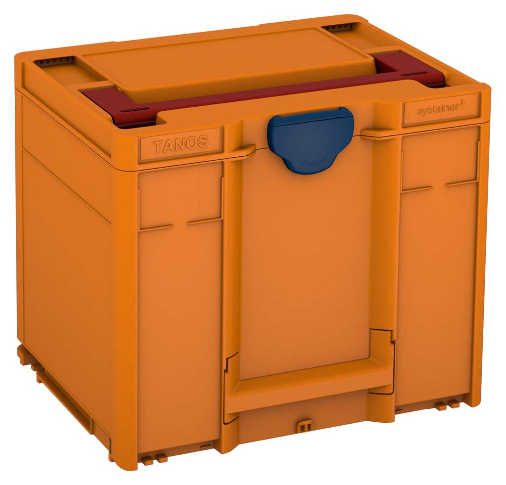Systainer³ M 337, Deep Orange with Carmine Red lid handle and Sapphire Blue catches