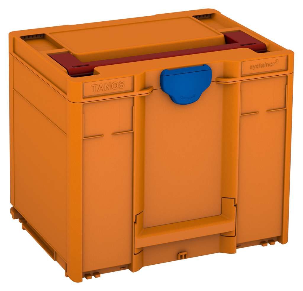 Systainer³ M 337, Deep Orange with Carmine Red lid handle and Signal Blue catches