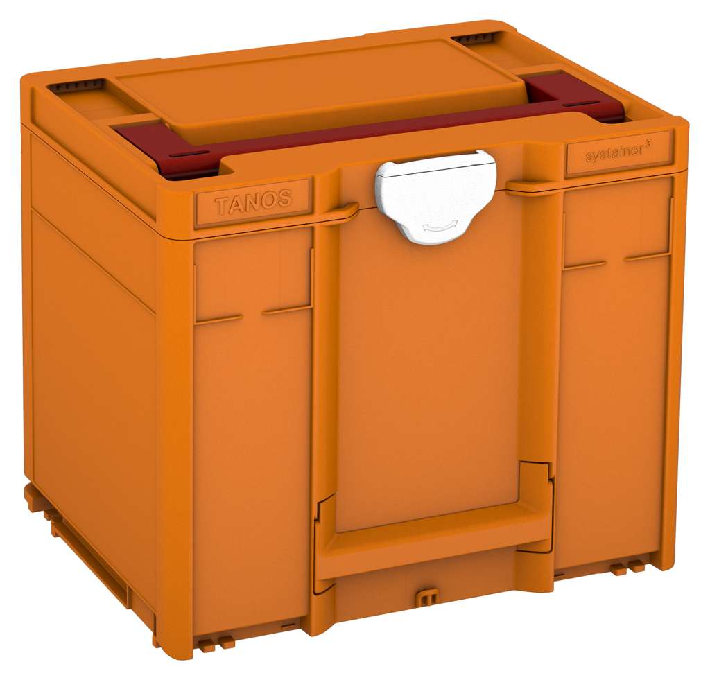 Systainer³ M 337, Deep Orange with Carmine Red lid handle and White catches