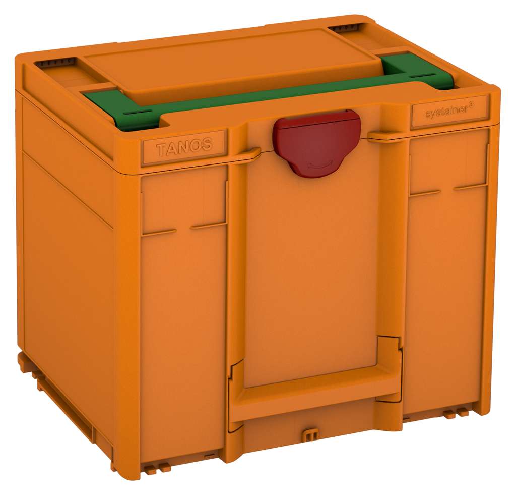 Systainer³ M 337, Deep Orange with Emerald Green lid handle and Carmine Red catches