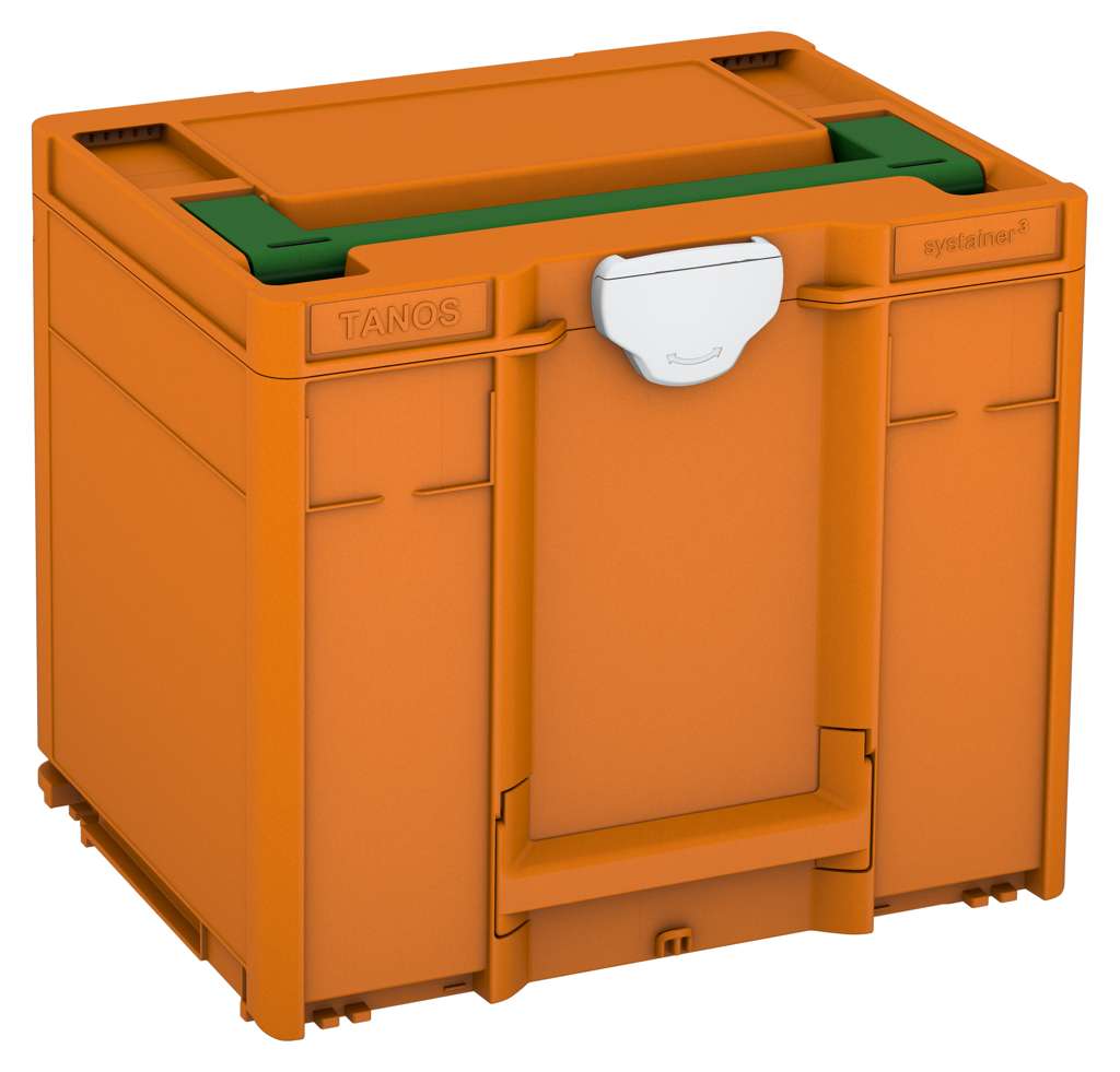Systainer³ M 337, Deep Orange with Emerald Green lid handle and Light Grey catches