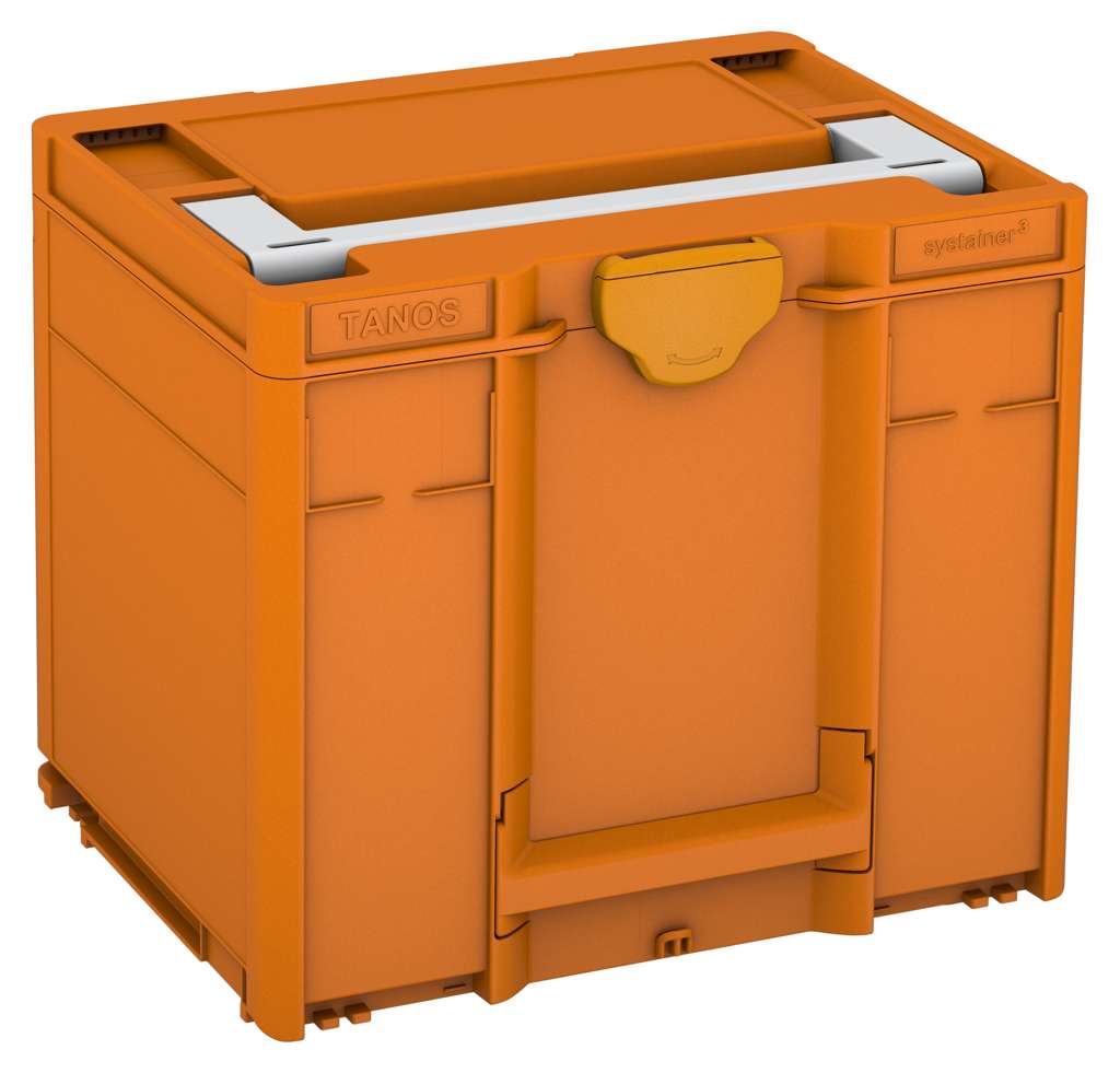 Systainer³ M 337, Deep Orange with Light Grey lid handle and Daffodil Yellow catches