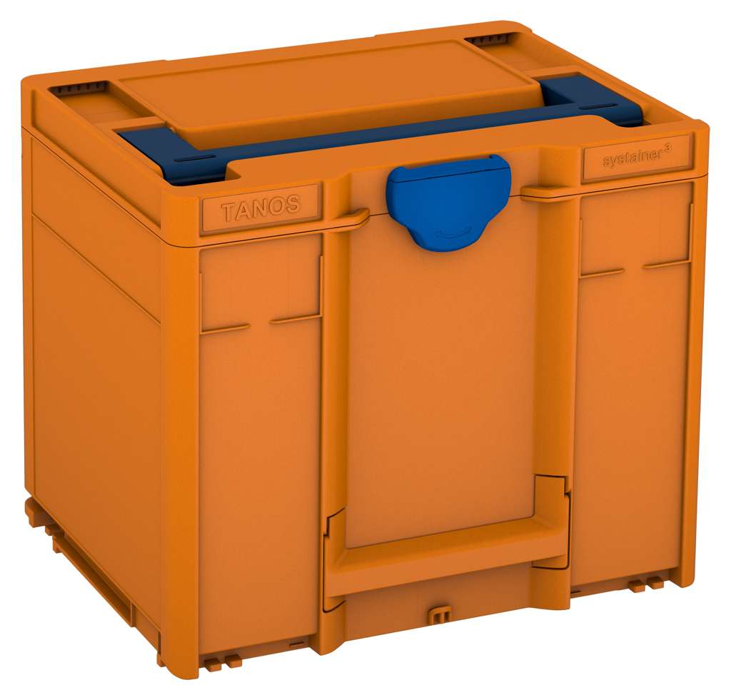 Systainer³ M 337, Deep Orange with Sapphire Blue lid handle and Signal Blue catches