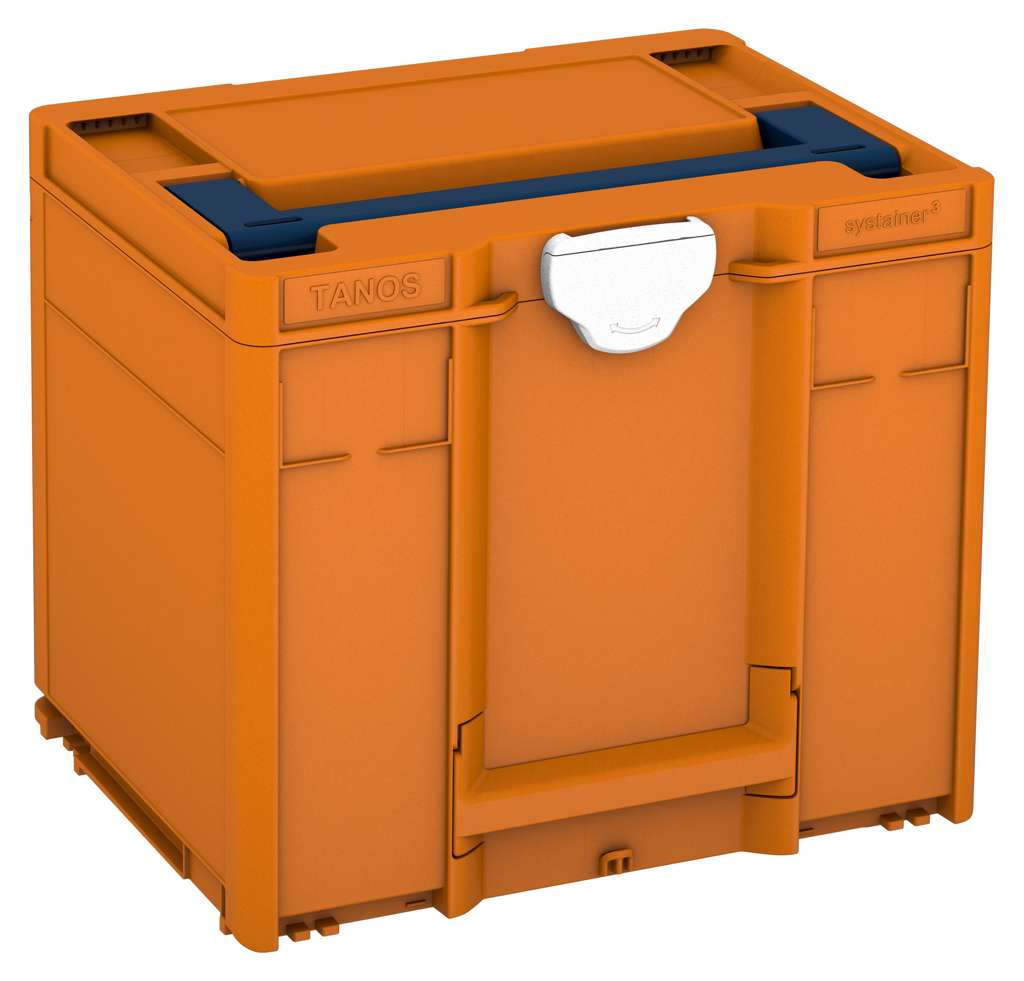 Systainer³ M 337, Deep Orange with Sapphire Blue lid handle and White catches