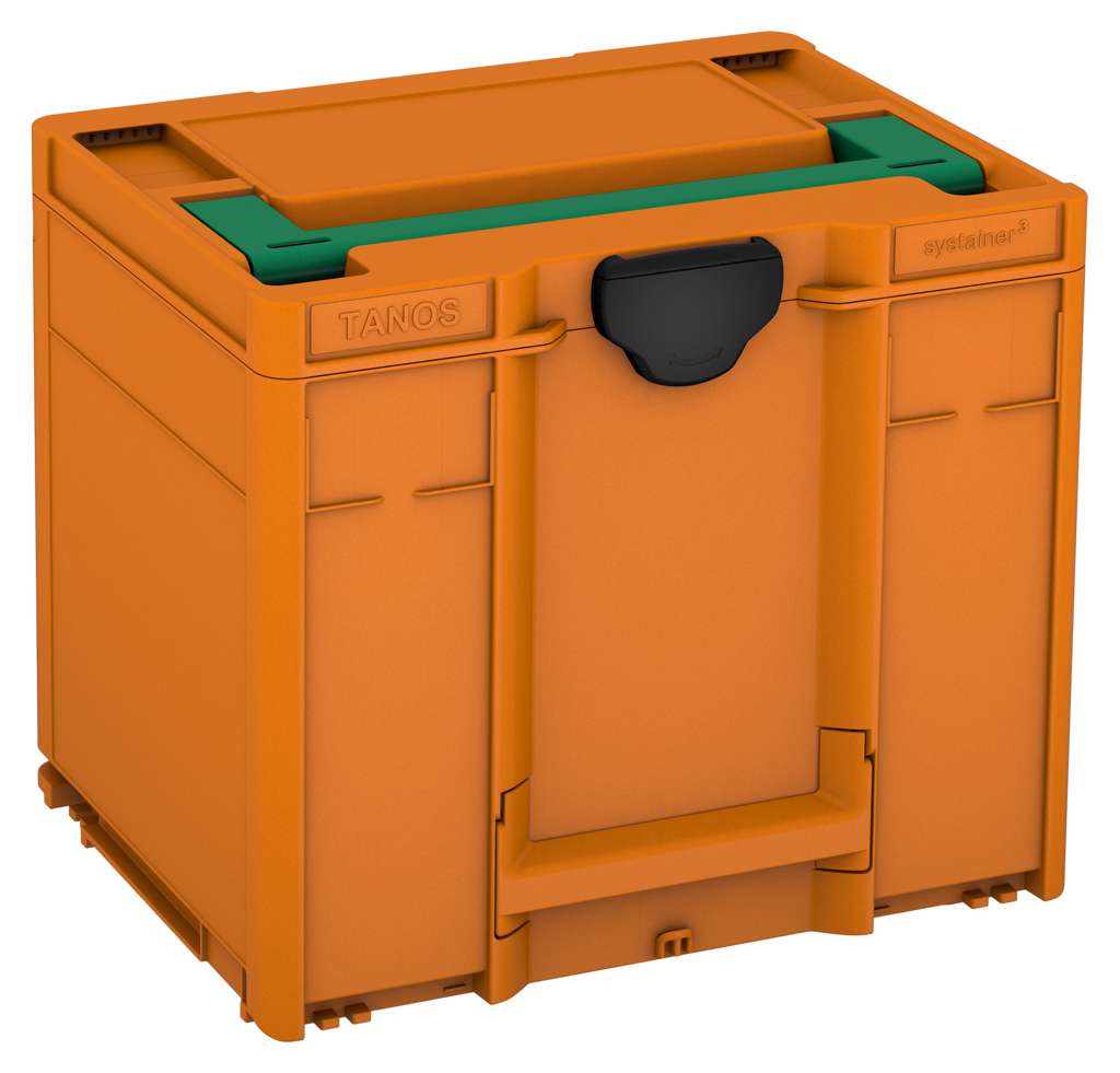 Systainer³ M 337, Deep Orange with Signal Green lid handle and Black catches