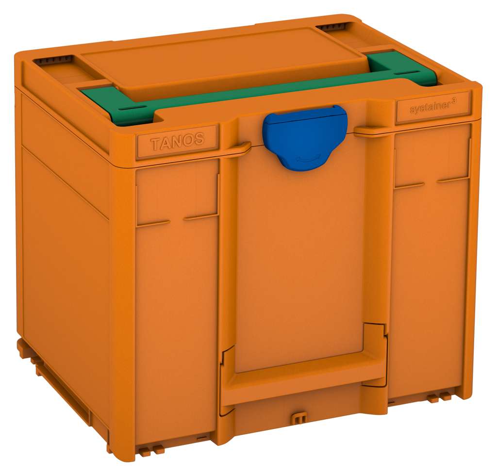 Systainer³ M 337, Deep Orange with Signal Green lid handle and Signal Blue catches