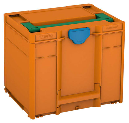 Systainer³ M 337, Deep Orange with Signal Green lid handle and Sky Blue catches