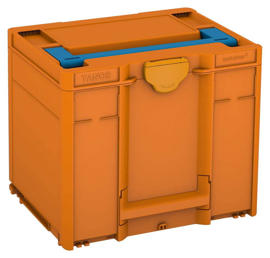Systainer³ M 337, Deep Orange with Sky Blue lid handle and Daffodil Yellow catches