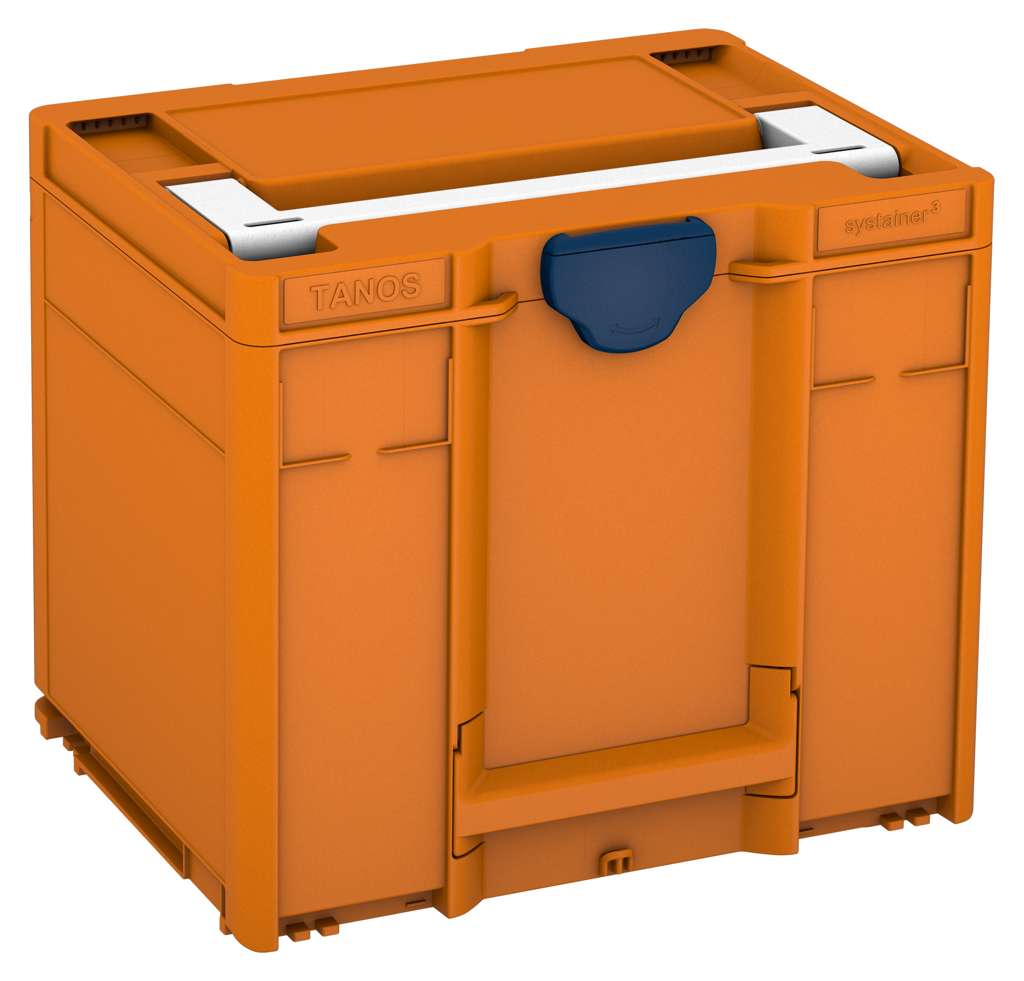 Systainer³ M 337, Deep Orange with White lid handle and Sapphire Blue catches