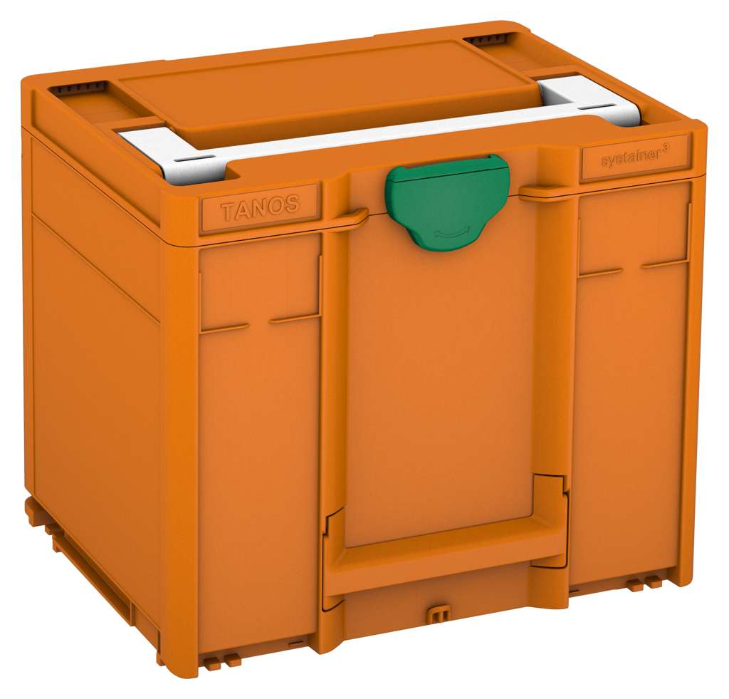 Systainer³ M 337, Deep Orange with White lid handle and Signal Green catches