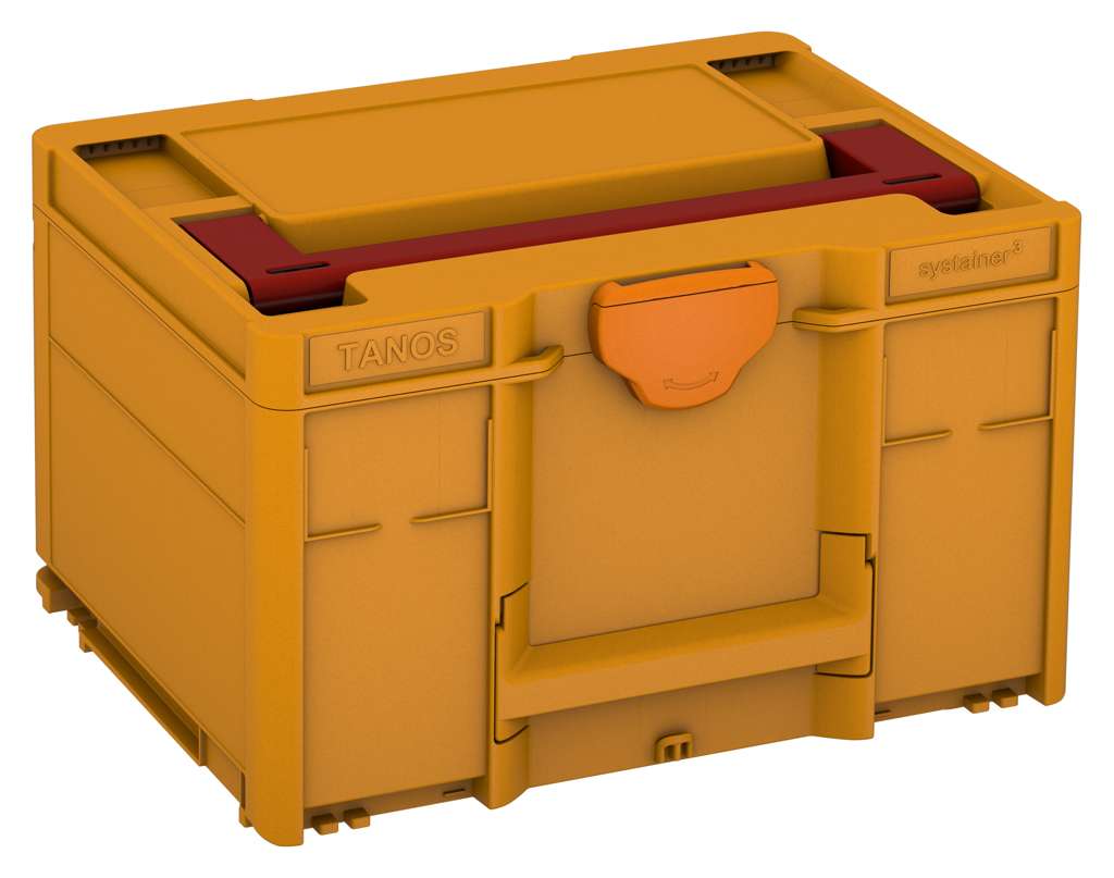 Systainer³ M 237, Daffodil Yellow with Carmine Red lid handle and Deep Orange catches