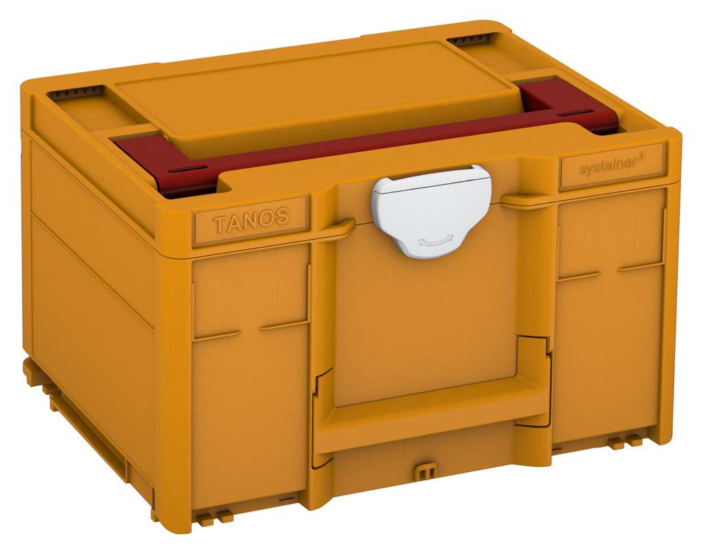 Systainer³ M 237, Daffodil Yellow with Carmine Red lid handle and Light Grey catches