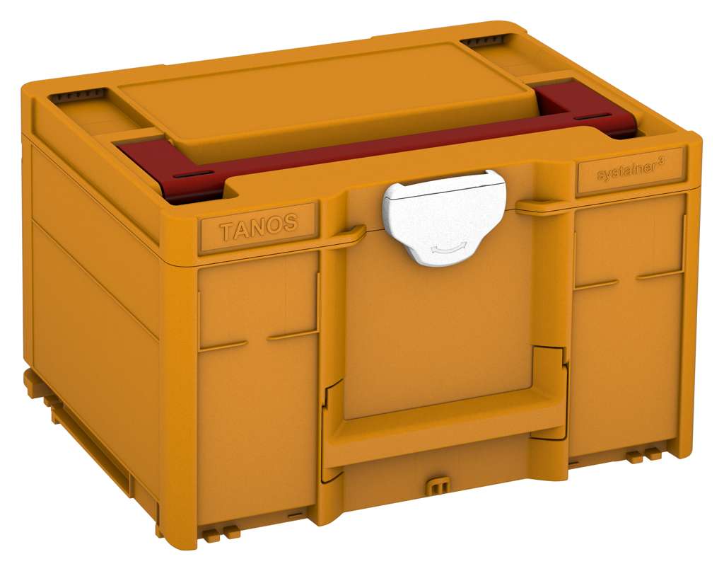 Systainer³ M 237, Daffodil Yellow with Carmine Red lid handle and White catches
