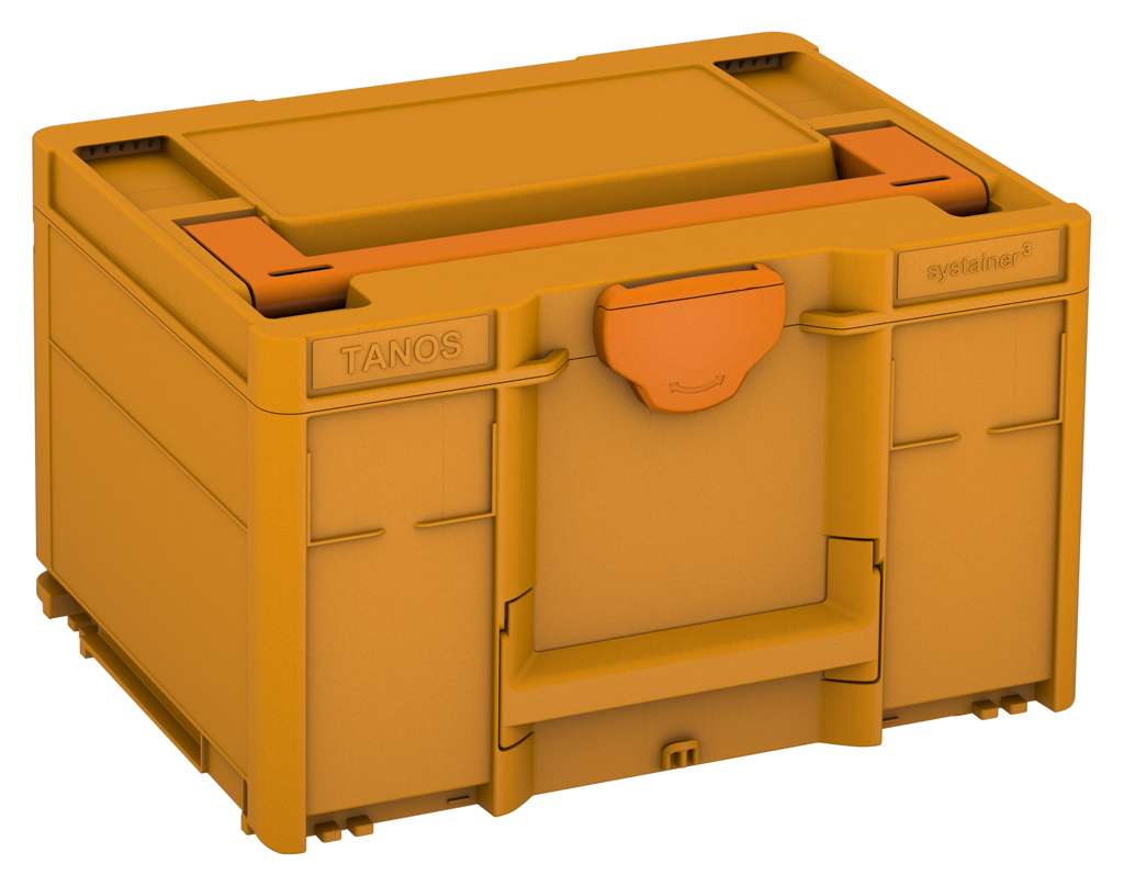Systainer³ M 237, Daffodil Yellow with Deep Orange lid handle and Deep Orange catches