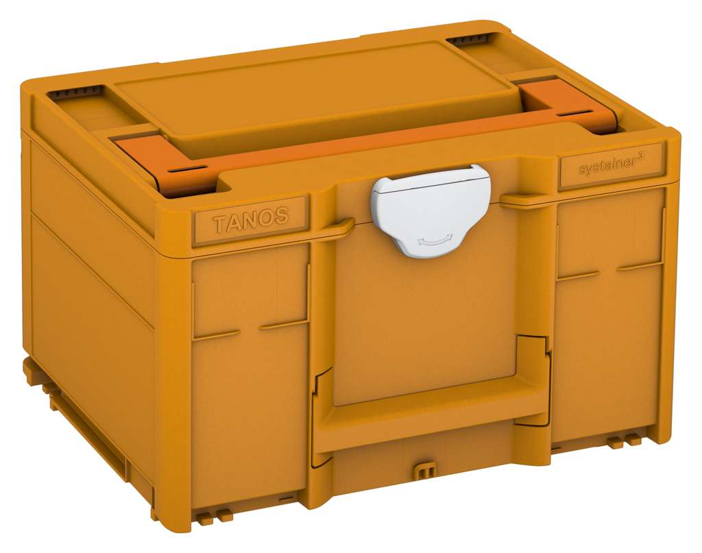 Systainer³ M 237, Daffodil Yellow with Deep Orange lid handle and Light Grey catches