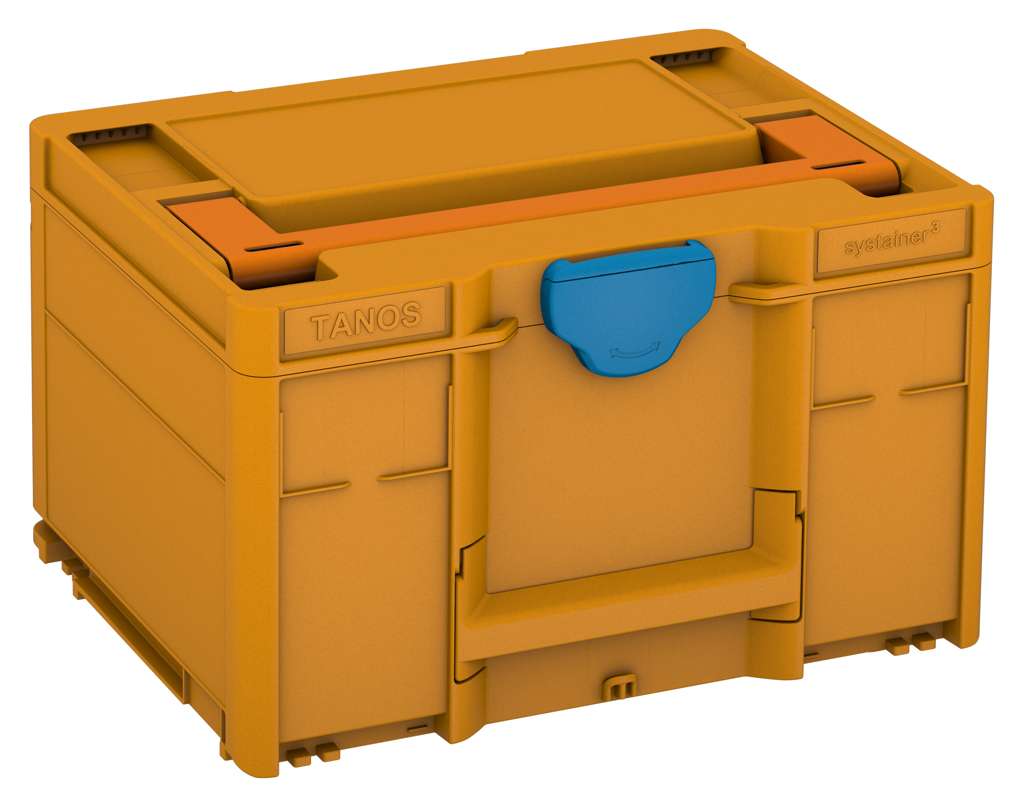 Systainer³ M 237, Daffodil Yellow with Deep Orange lid handle and Sky Blue catches