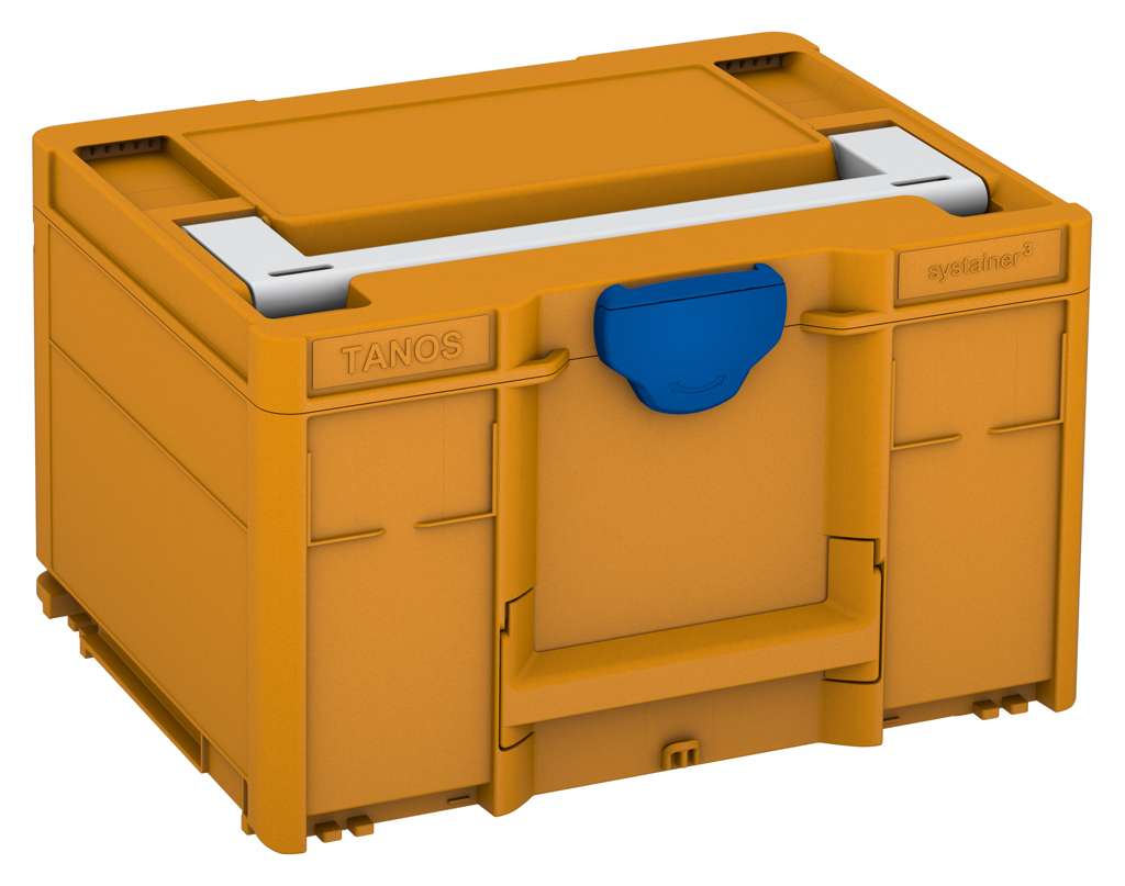 Systainer³ M 237, Daffodil Yellow with Light Grey lid handle and Signal Blue catches