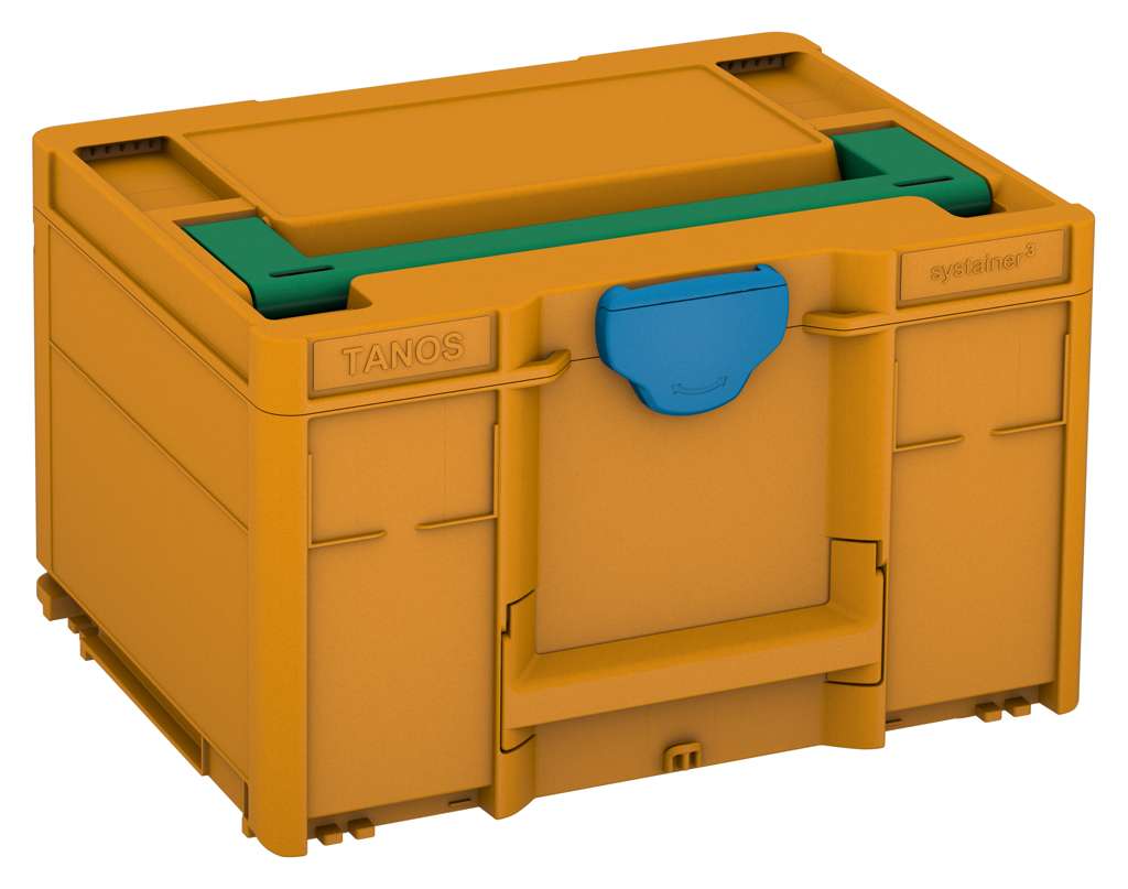 Systainer³ M 237, Daffodil Yellow with Signal Green lid handle and Sky Blue catches
