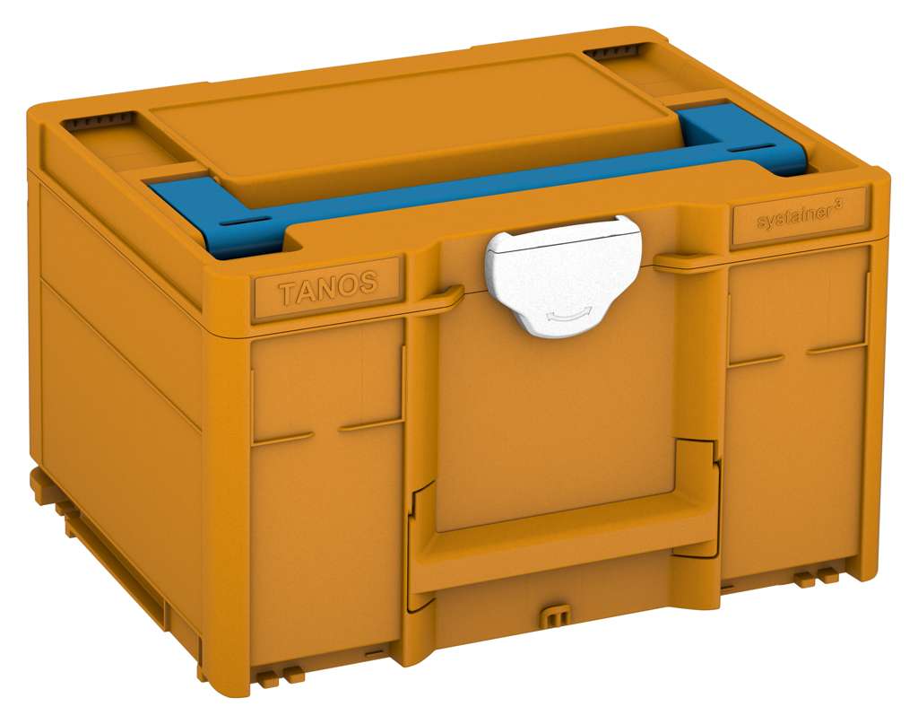 Systainer³ M 237, Daffodil Yellow with Sky Blue lid handle and White catches