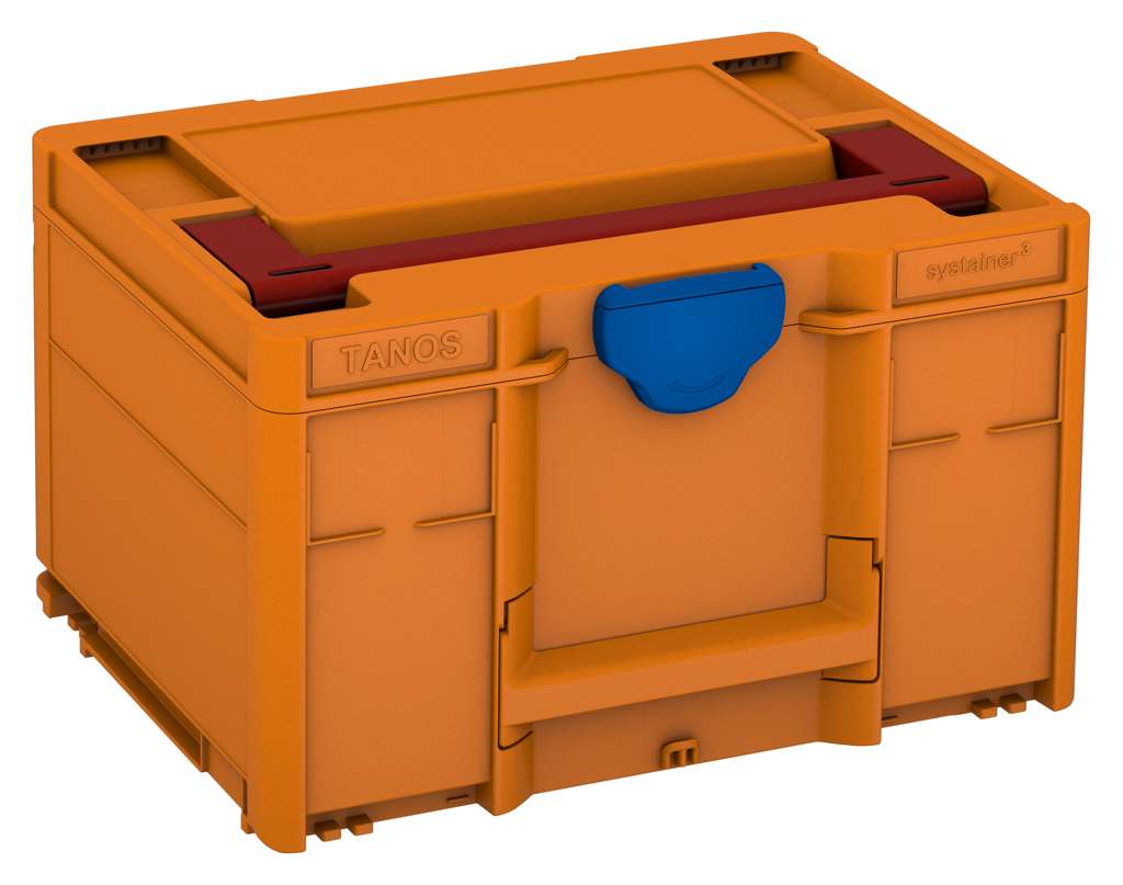 Systainer³ M 237, Deep Orange with Carmine Red lid handle and Signal Blue catches