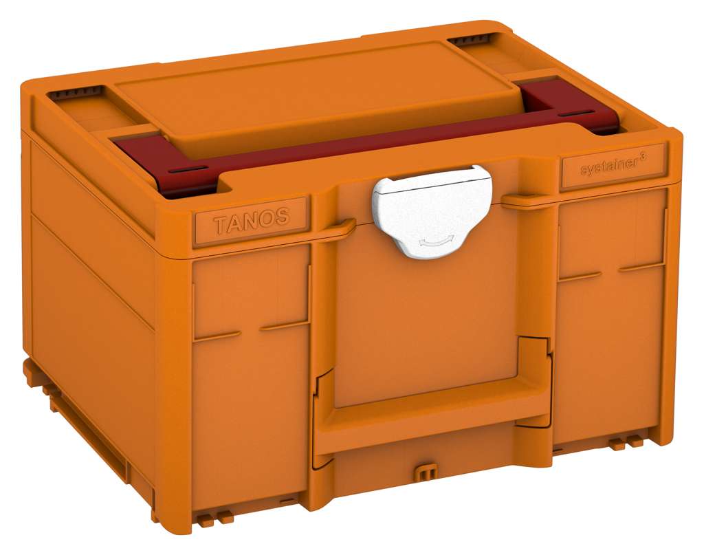 Systainer³ M 237, Deep Orange with Carmine Red lid handle and White catches