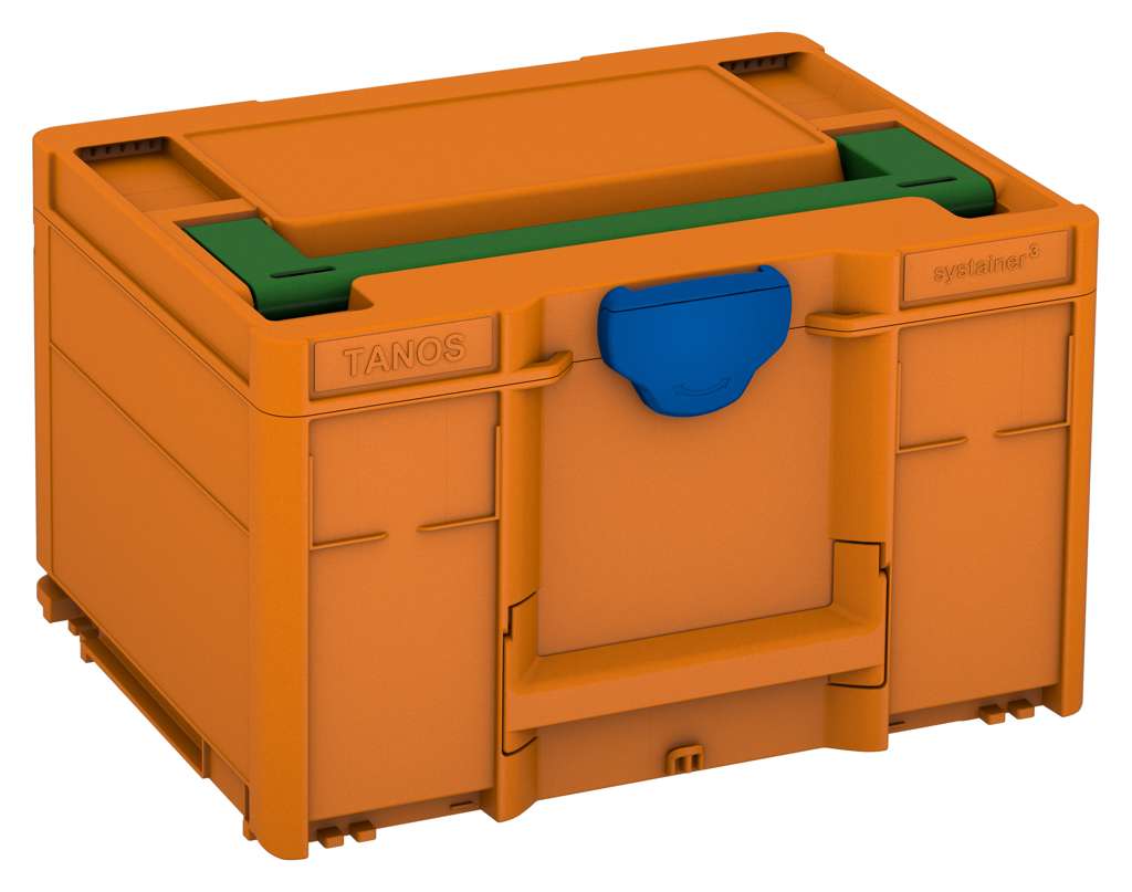 Systainer³ M 237, Deep Orange with Emerald Green lid handle and Signal Blue catches