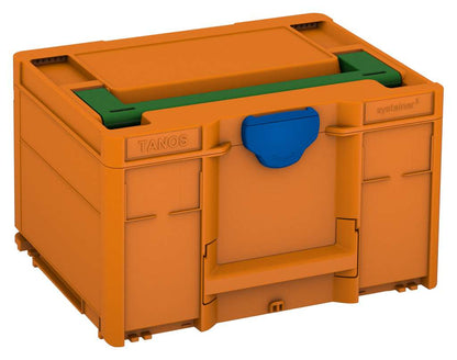 Systainer³ M 237, Deep Orange with Emerald Green lid handle and Signal Blue catches