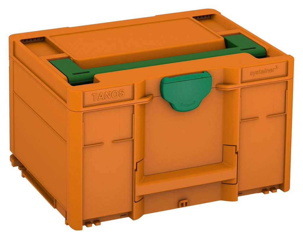 Systainer³ M 237, Deep Orange with Emerald Green lid handle and Signal Green catches
