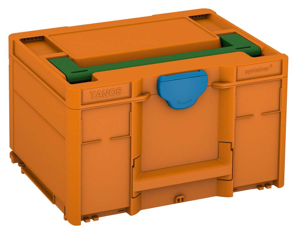 Systainer³ M 237, Deep Orange with Emerald Green lid handle and Sky Blue catches