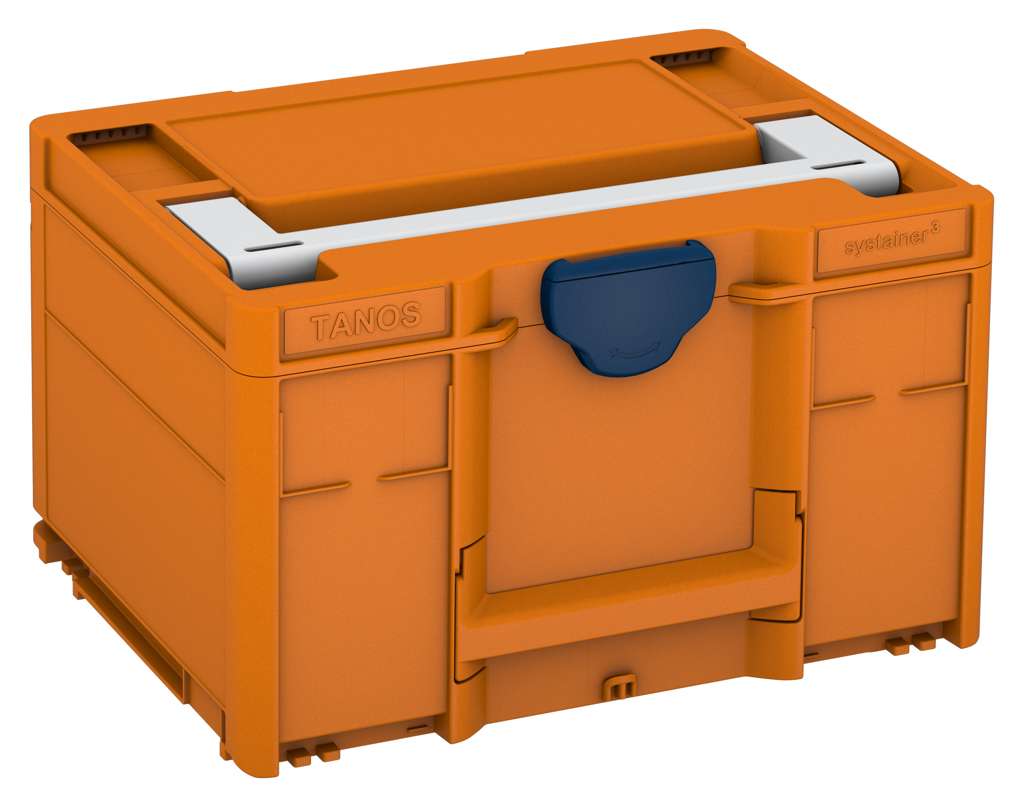 Systainer³ M 237, Deep Orange with Light Grey lid handle and Sapphire Blue catches