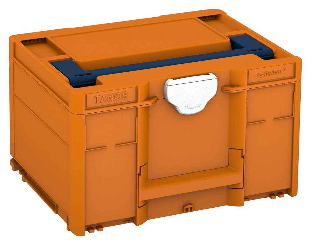 Systainer³ M 237, Deep Orange with Sapphire Blue lid handle and White catches