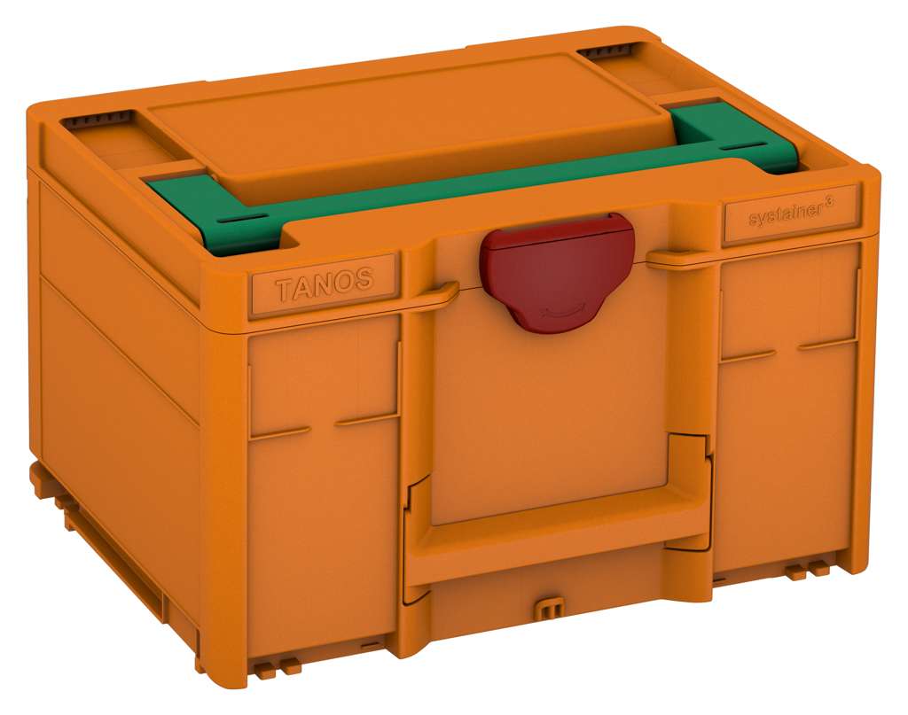 Systainer³ M 237, Deep Orange with Signal Green lid handle and Carmine Red catches