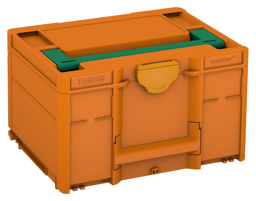 Systainer³ M 237, Deep Orange with Signal Green lid handle and Daffodil Yellow catches