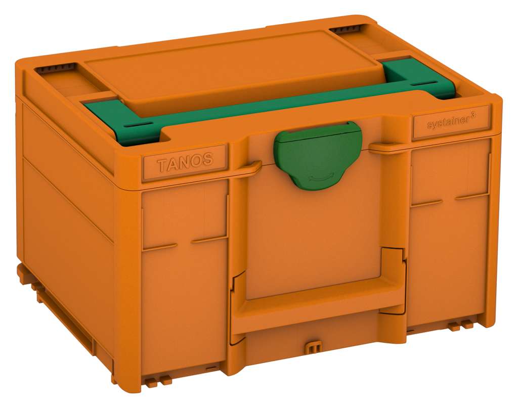 Systainer³ M 237, Deep Orange with Signal Green lid handle and Emerald Green catches