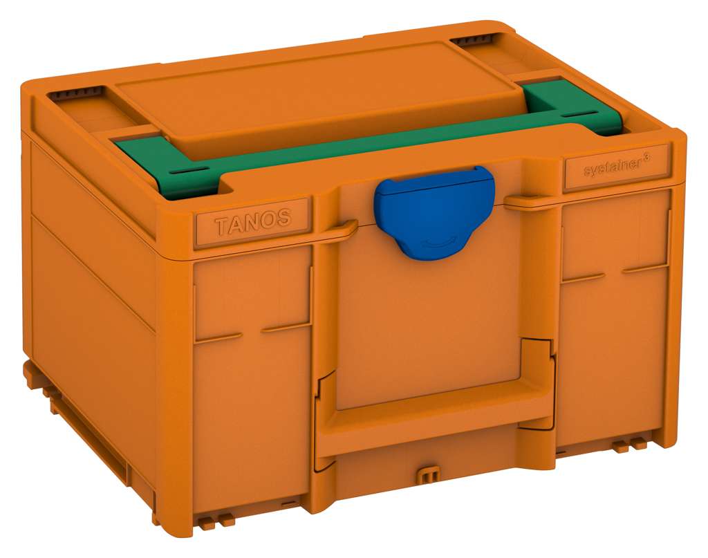 Systainer³ M 237, Deep Orange with Signal Green lid handle and Signal Blue catches