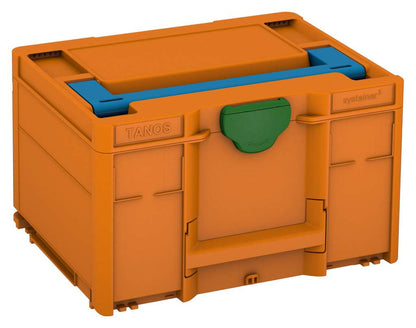 Systainer³ M 237, Deep Orange with Sky Blue lid handle and Emerald Green catches