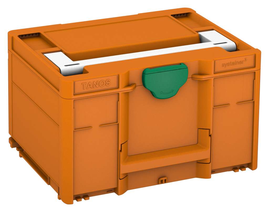 Systainer³ M 237, Deep Orange with White lid handle and Signal Green catches