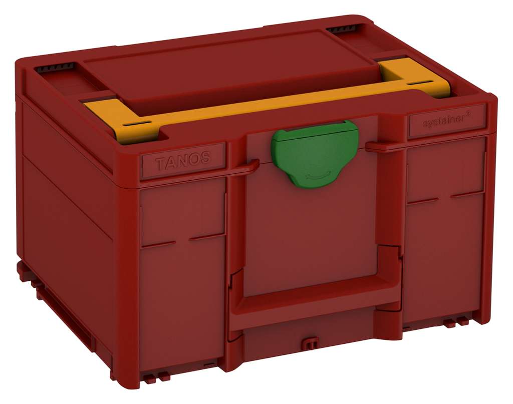 Systainer³ M 237, Carmine Red with Daffodil Yellow lid handle and Emerald Green catches