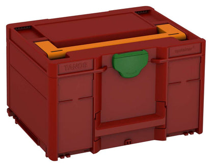 Systainer³ M 237, Carmine Red with Deep Orange lid handle and Emerald Green catches