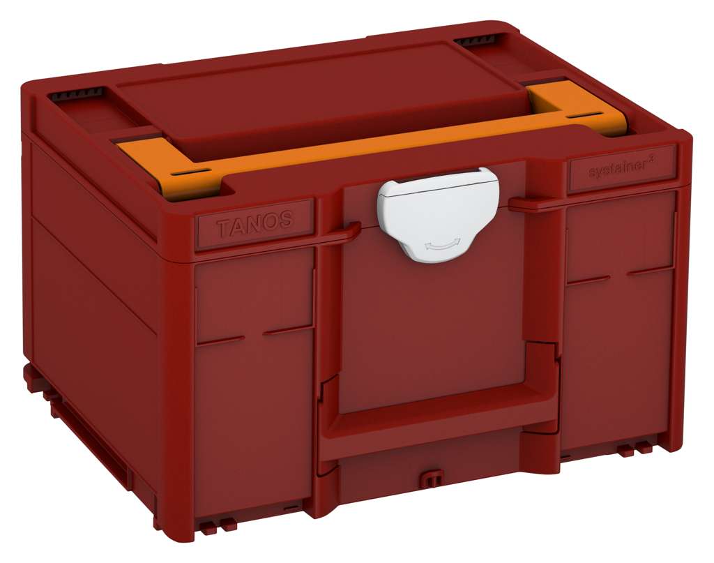 Systainer³ M 237, Carmine Red with Deep Orange lid handle and Light Grey catches