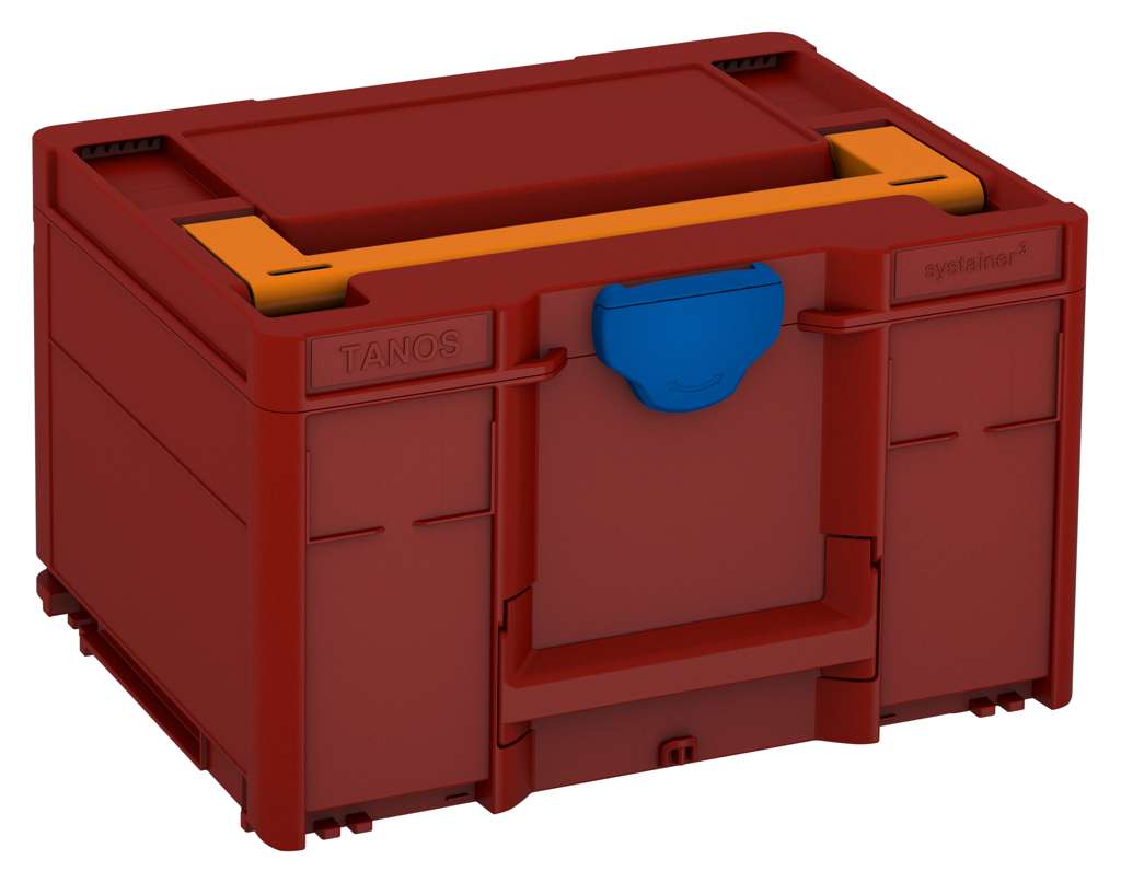 Systainer³ M 237, Carmine Red with Deep Orange lid handle and Signal Blue catches