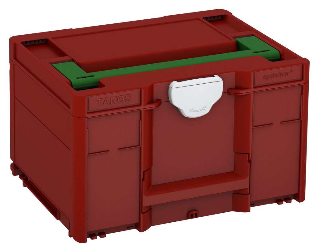 Systainer³ M 237, Carmine Red with Emerald Green lid handle and Light Grey catches